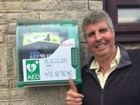 Man with defibrillator