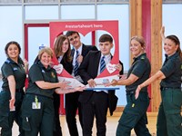 Students and ambulance staff on Restart a Heart Day