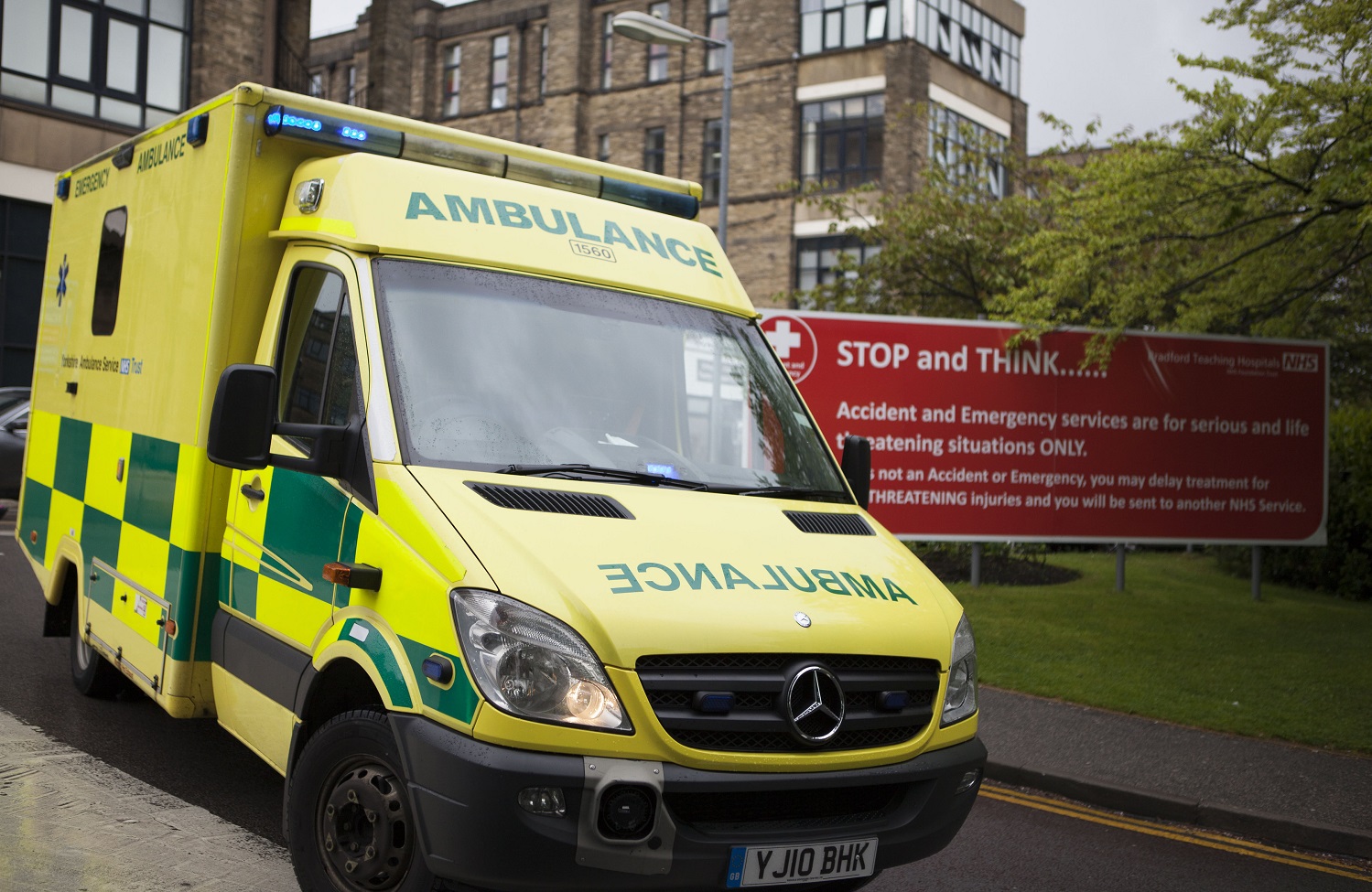 Ambulance arriving at hospital