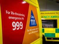 two emergency ambulances