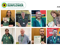 Yorkshire Ambulance Staff wearing Sunflower lanyards to raise awareness of hidden disabilities