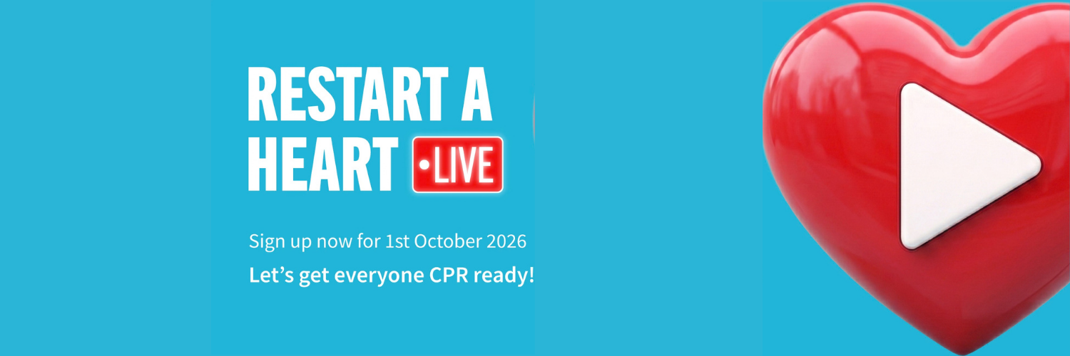 Restart a Heart Live heart with play button